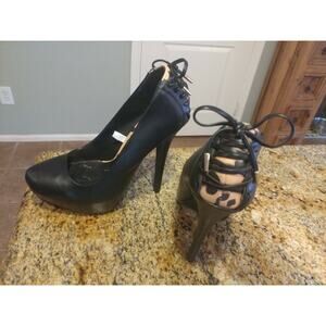 Betseyville Betsey Johnson Women's Retro Pinup Lace Up Bow Heels 7.5M CUTE NEW
